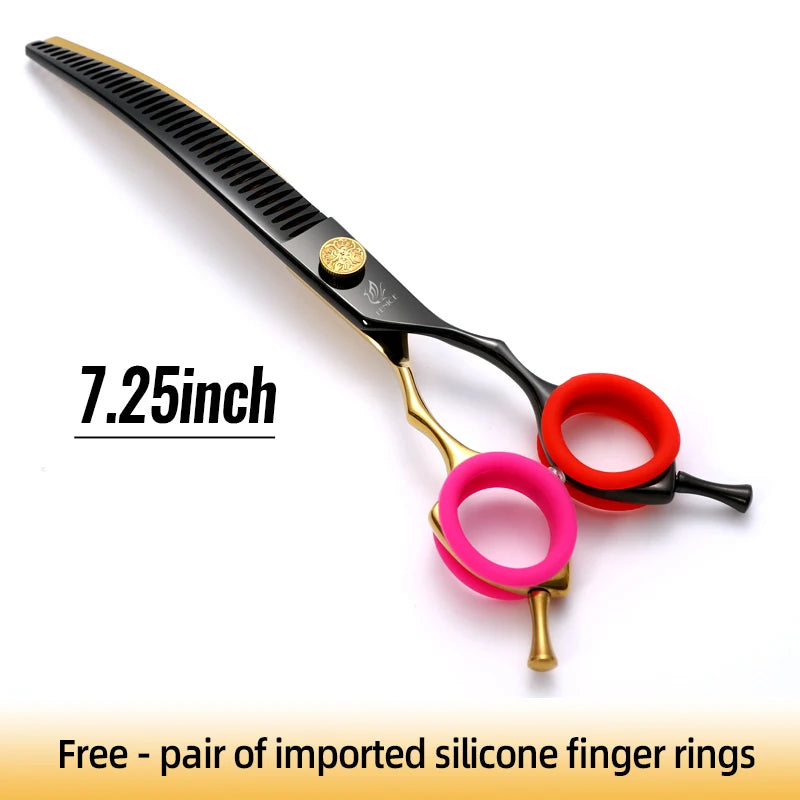 Fenice High-end 7.25 inch Professional Pet Dog Grooming Scissors Curved Thinning Chunker Shears for Tijeras Peluquería Canina
