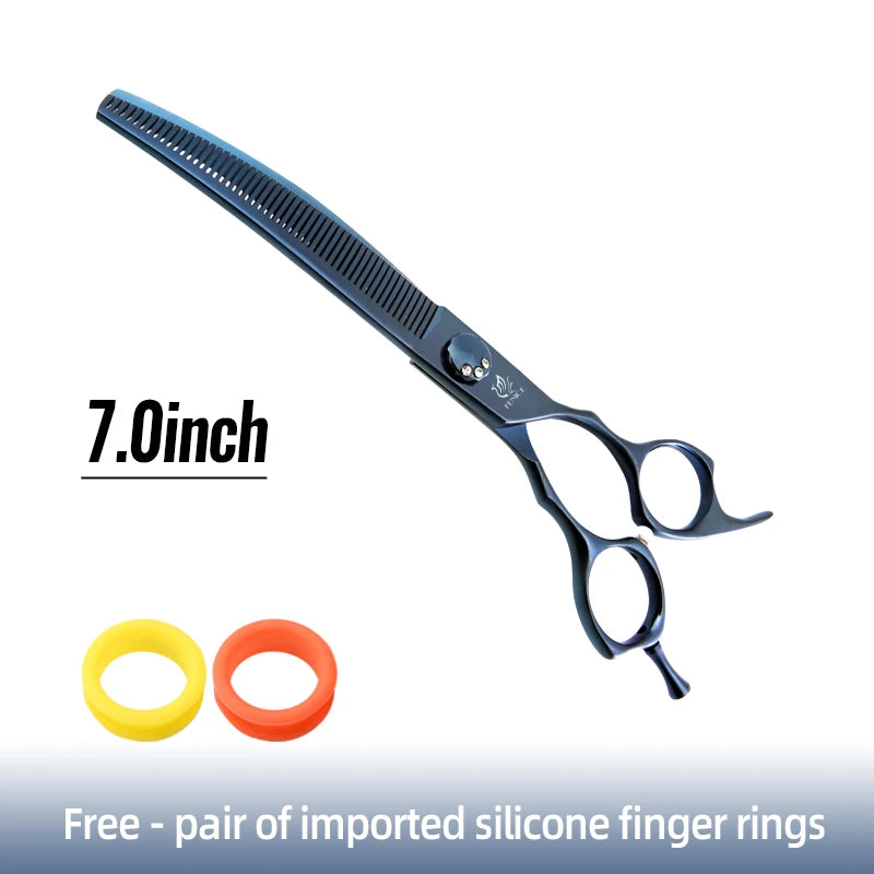 Fenice High-end 7.25 inch Professional Pet Dog Grooming Scissors Curved Thinning Chunker Shears for Tijeras Peluquería Canina