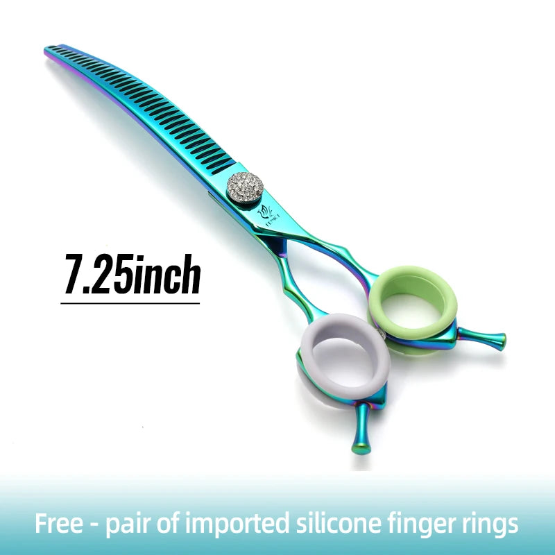 Fenice High-end 7.25 inch Professional Pet Dog Grooming Scissors Curved Thinning Chunker Shears for Tijeras Peluquería Canina