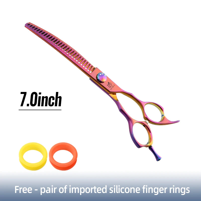 Fenice High-end 7.25 inch Professional Pet Dog Grooming Scissors Curved Thinning Chunker Shears for Tijeras Peluquería Canina