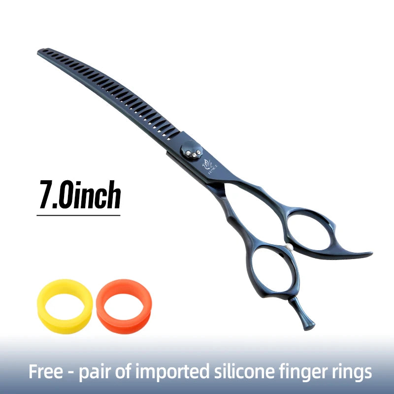 Fenice High-end 7.25 inch Professional Pet Dog Grooming Scissors Curved Thinning Chunker Shears for Tijeras Peluquería Canina