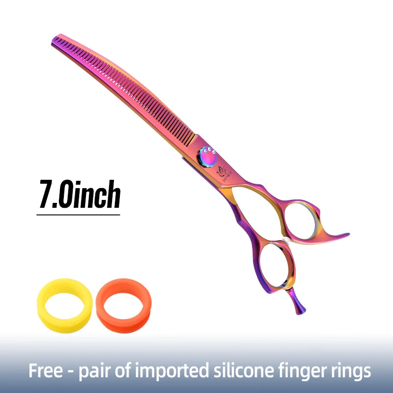 Fenice High-end 7.25 inch Professional Pet Dog Grooming Scissors Curved Thinning Chunker Shears for Tijeras Peluquería Canina