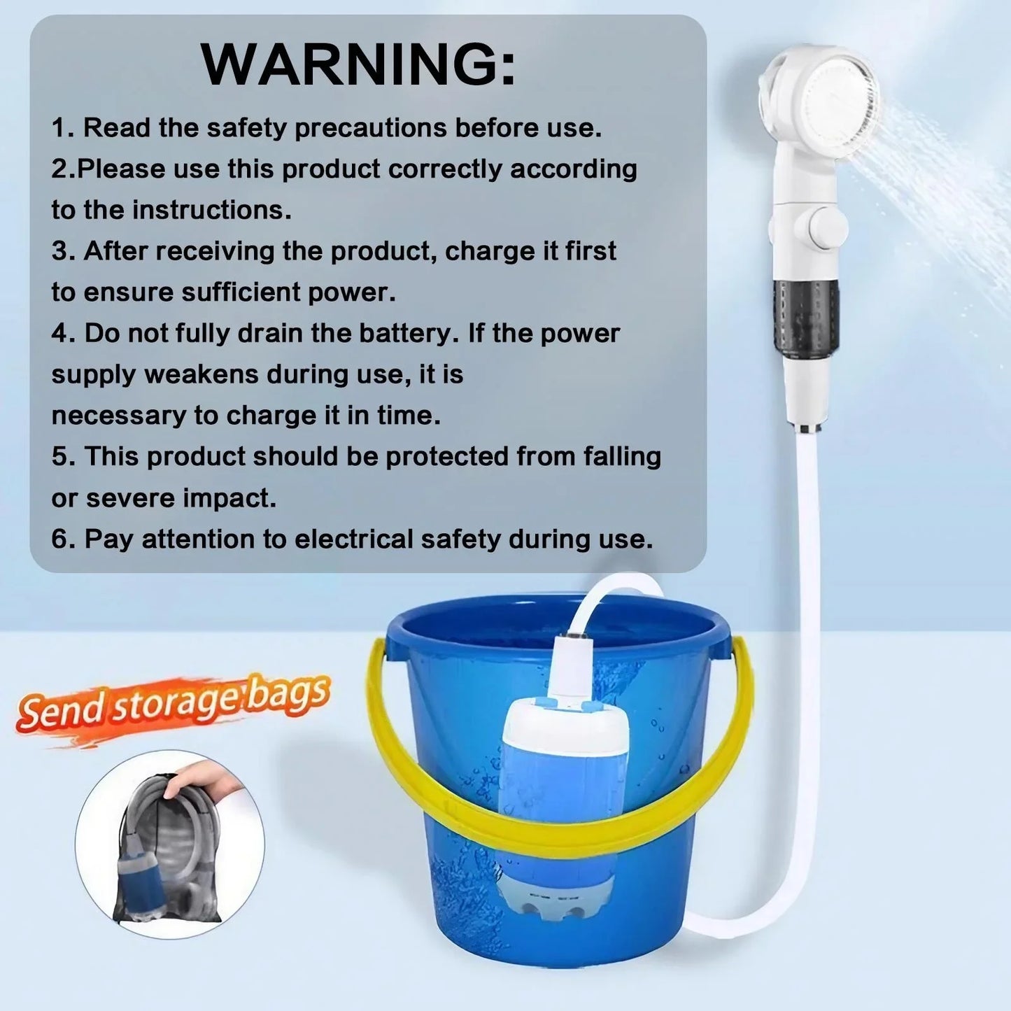 Portable Rechargeable Outdoor Shower Handheld Compact Design Gentle Shower Stream for Dog Bathing Car Washing Flower Watering