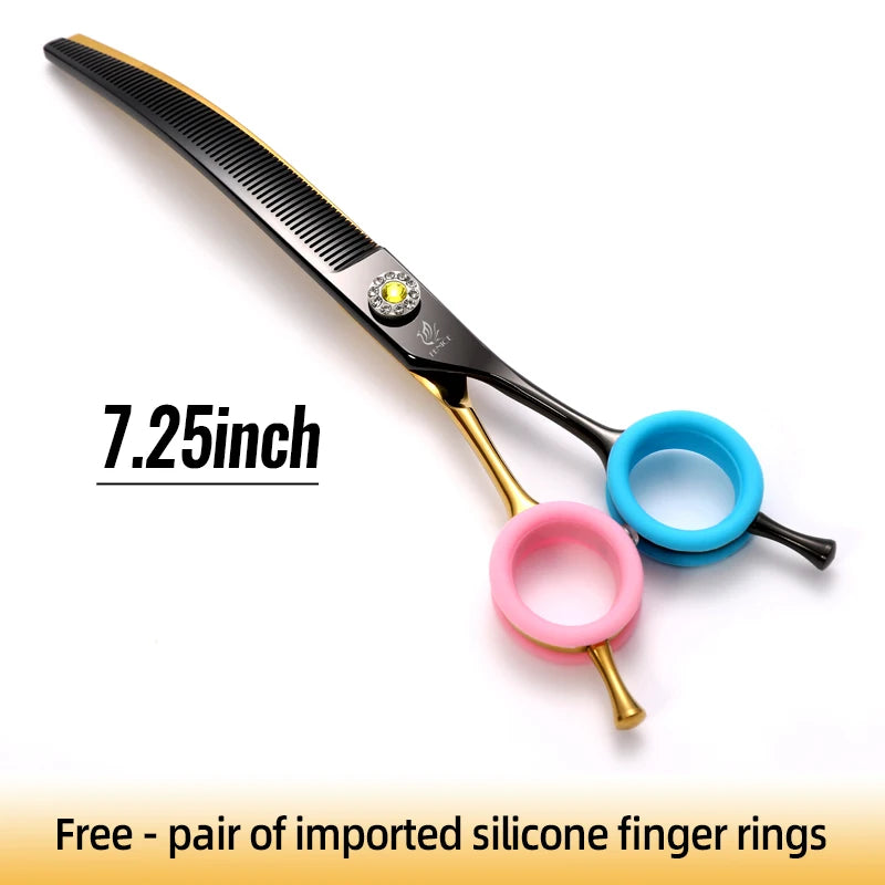 Fenice High-end 7.25 inch Professional Pet Dog Grooming Scissors Curved Thinning Chunker Shears for Tijeras Peluquería Canina