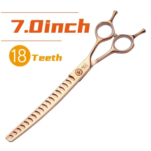 Fenice High-end 7.25 inch Professional Pet Dog Grooming Scissors Curved Thinning Chunker Shears for Tijeras Peluquería Canina