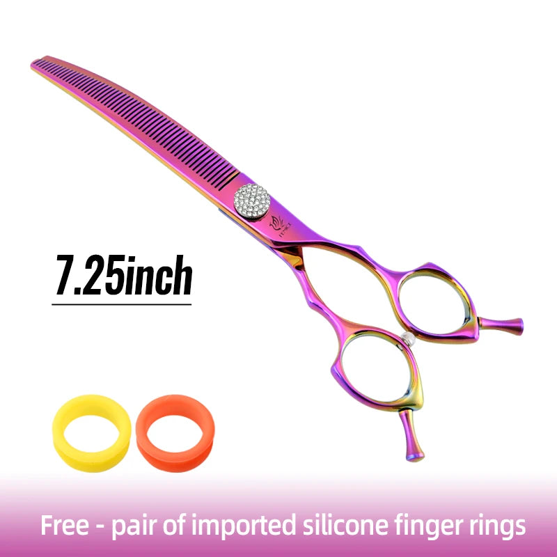Fenice High-end 7.25 inch Professional Pet Dog Grooming Scissors Curved Thinning Chunker Shears for Tijeras Peluquería Canina