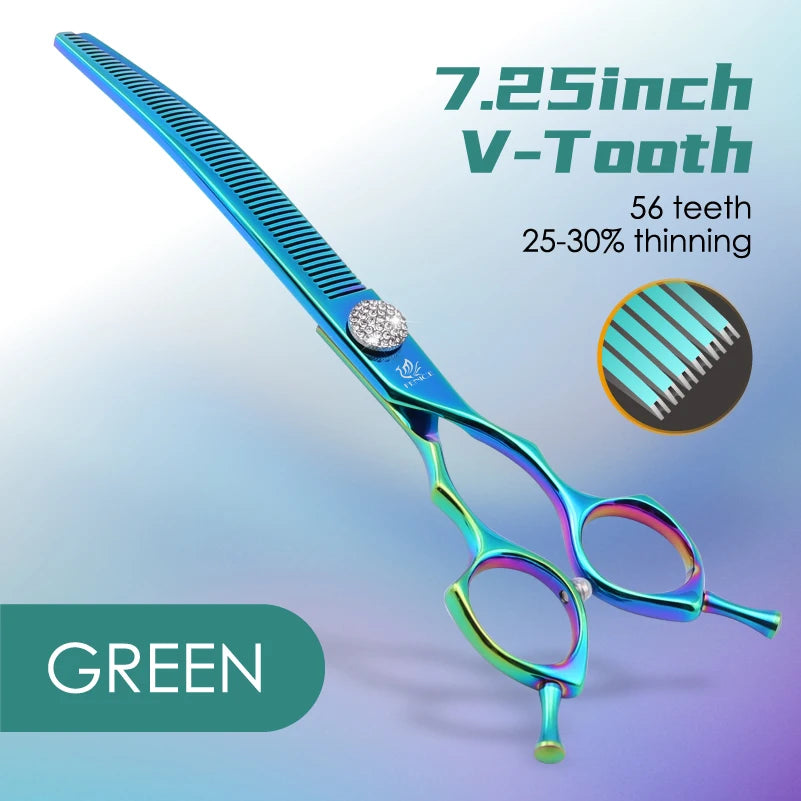 Fenice High-end 7.25 inch Professional Pet Dog Grooming Scissors Curved Thinning Chunker Shears for Tijeras Peluquería Canina