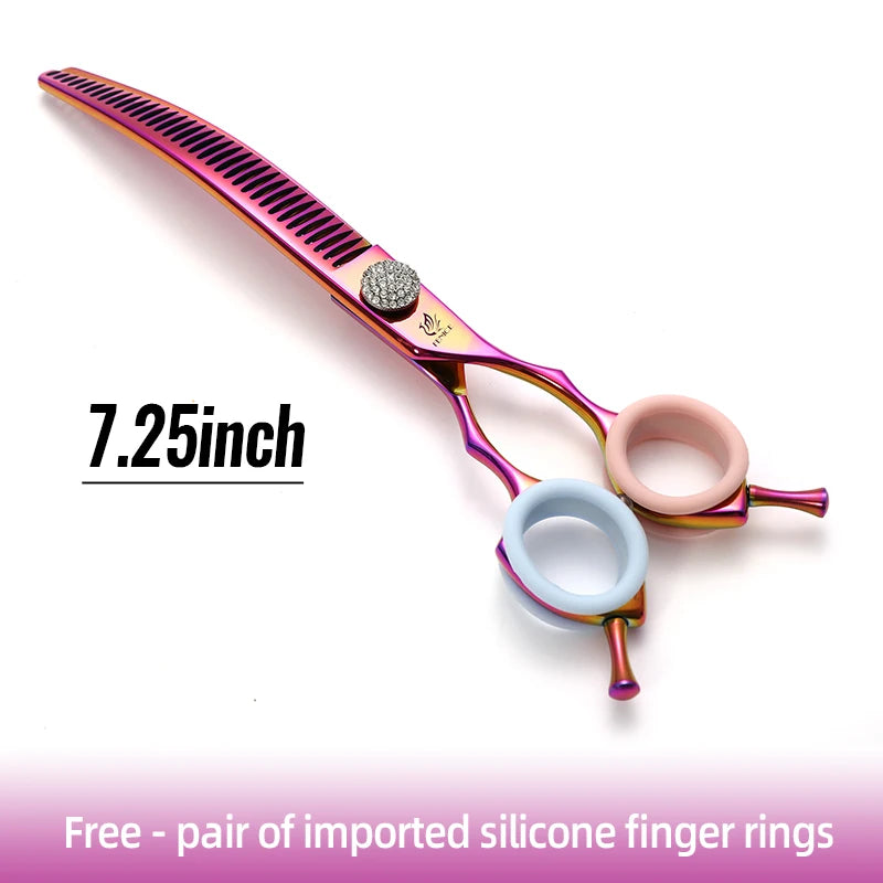 Fenice High-end 7.25 inch Professional Pet Dog Grooming Scissors Curved Thinning Chunker Shears for Tijeras Peluquería Canina
