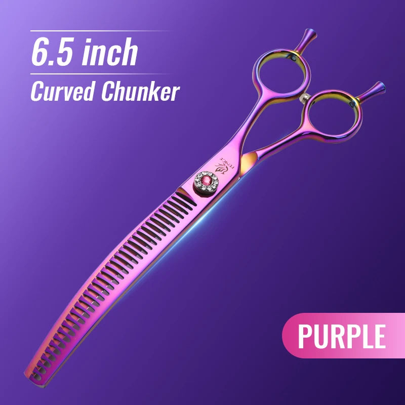 Fenice High-end 7.25 inch Professional Pet Dog Grooming Scissors Curved Thinning Chunker Shears for Tijeras Peluquería Canina