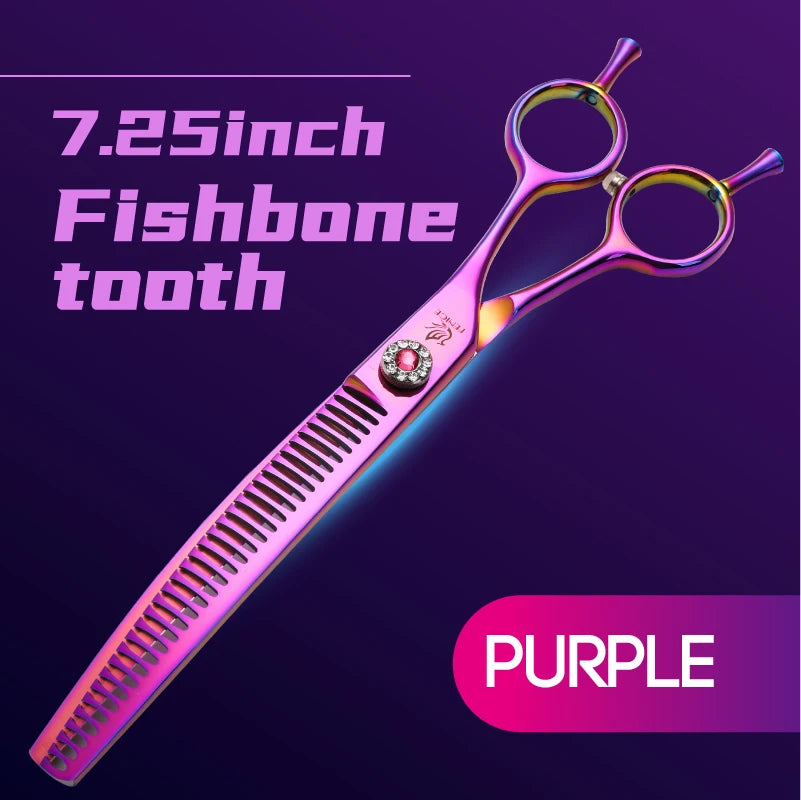Fenice High-end 7.25 inch Professional Pet Dog Grooming Scissors Curved Thinning Chunker Shears for Tijeras Peluquería Canina